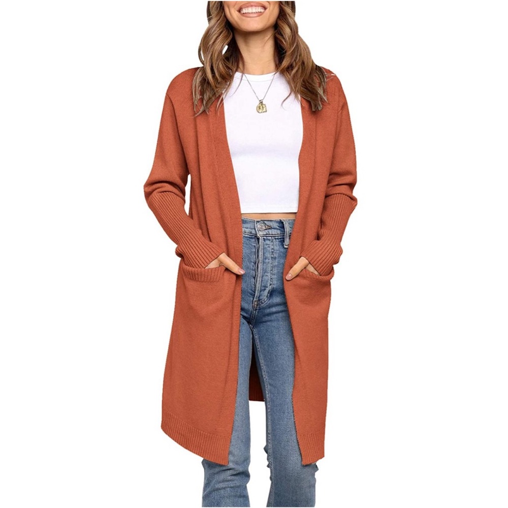 Open Front Draped Lightweight Knitted Cardigan - Picture 1 of 7